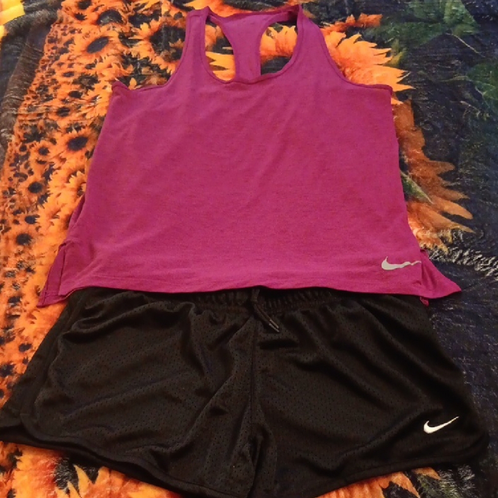 Nike Magenta Tank and Black Shorts Combo